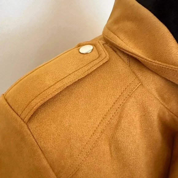Philosophy Women’s Sz L Mustard Yellow Faux Leather Moto Style Jacket - NWT - Picture 3 of 7